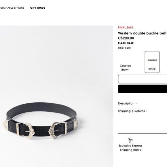 NWOT Maje Black Western Leather Belt-XXS-XS - Picture 2 of 6